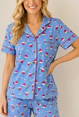 Pinstripe Cosmos Print Yummy Jersey PJ Set