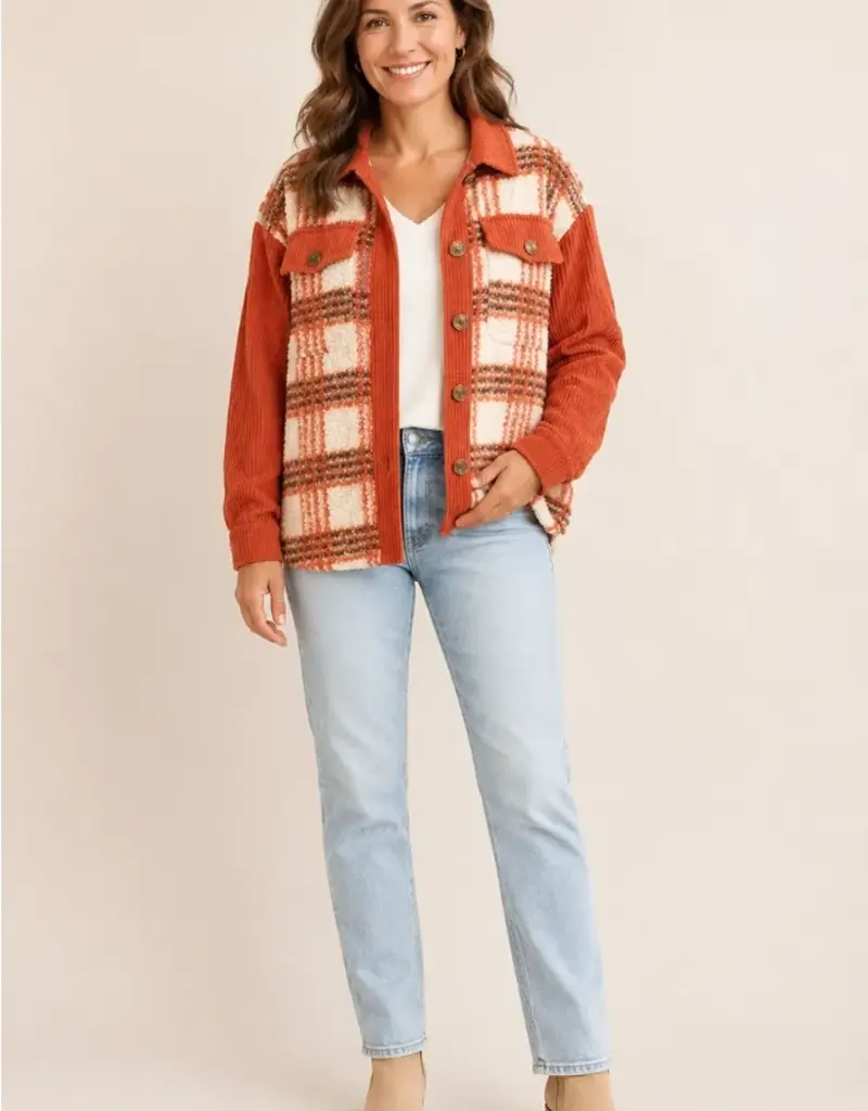 Sheila Plaid Sherpa & Corduroy Shacket