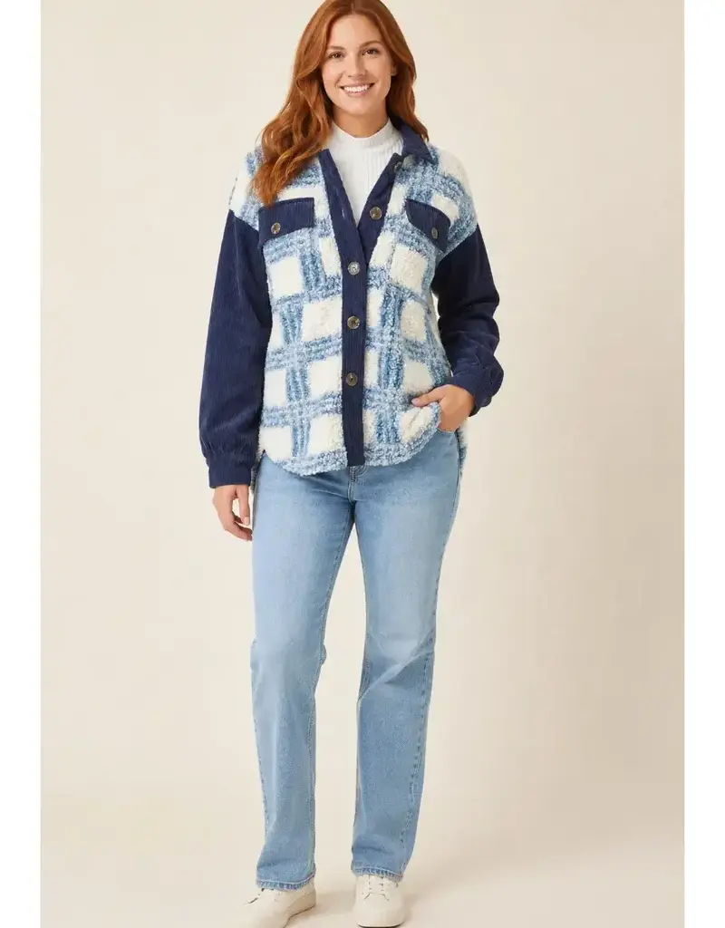 Sheila Plaid Sherpa & Corduroy Shacket