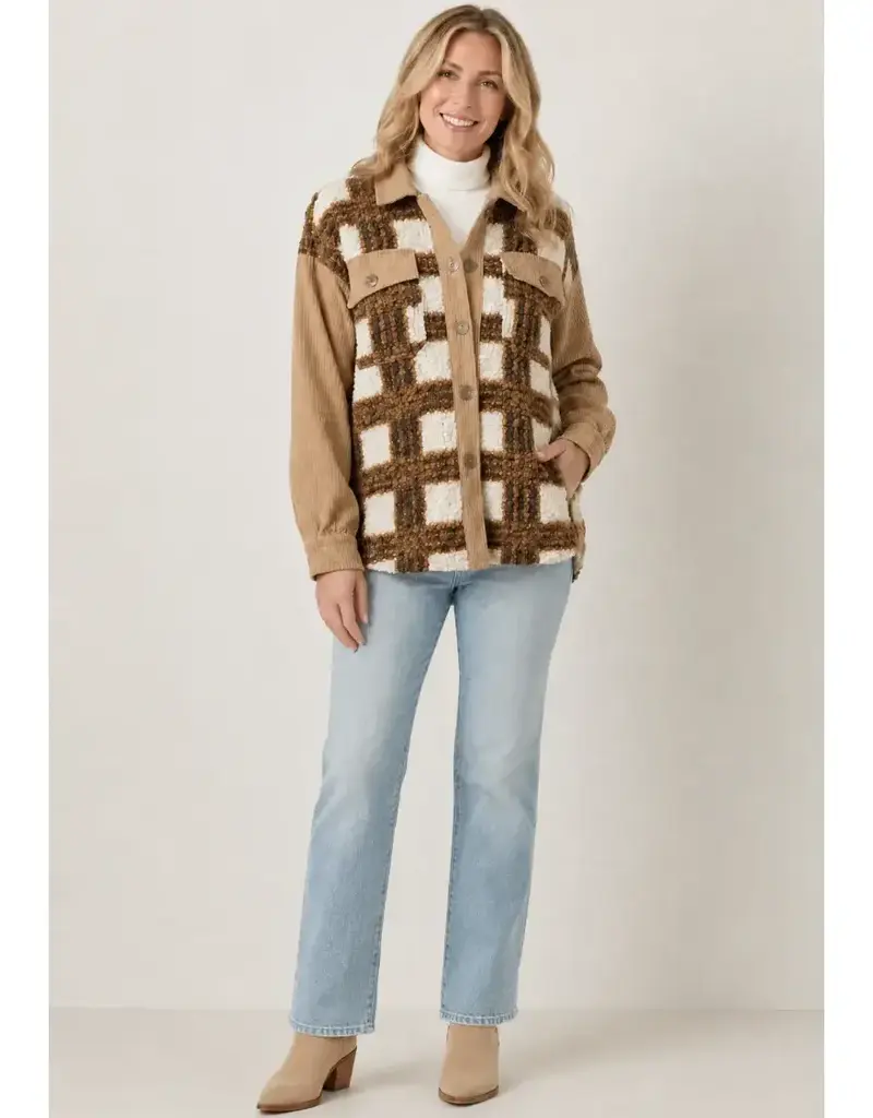 Sheila Plaid Sherpa & Corduroy Shacket