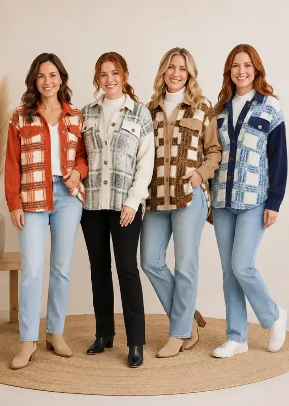 Sheila Plaid Sherpa & Corduroy Shacket