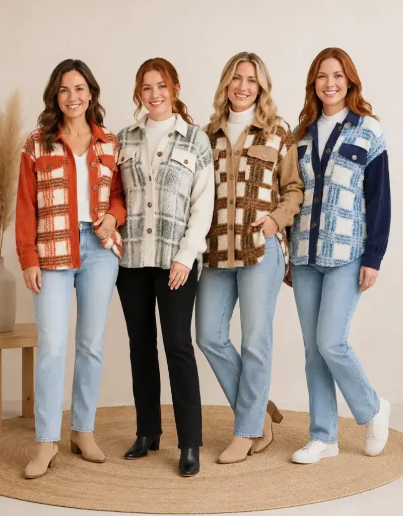 Sheila Plaid Sherpa & Corduroy Shacket
