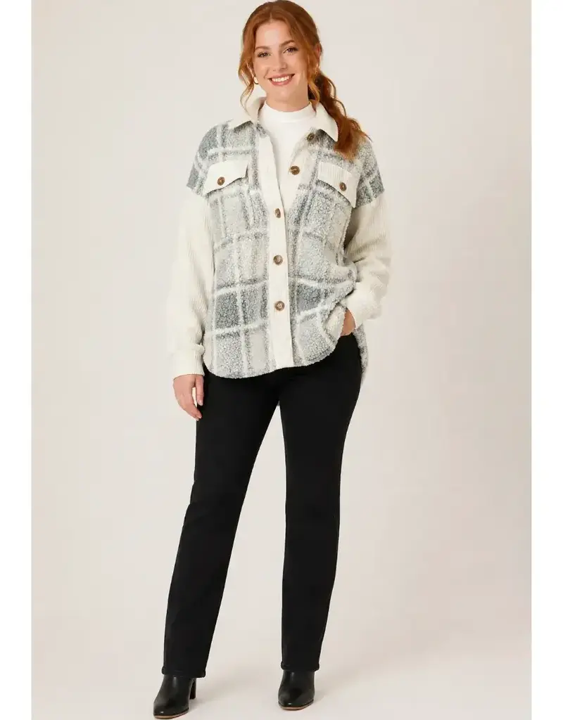 Sheila Plaid Sherpa & Corduroy Shacket