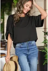 Tanya Tie Accent Sleeve Soft Top