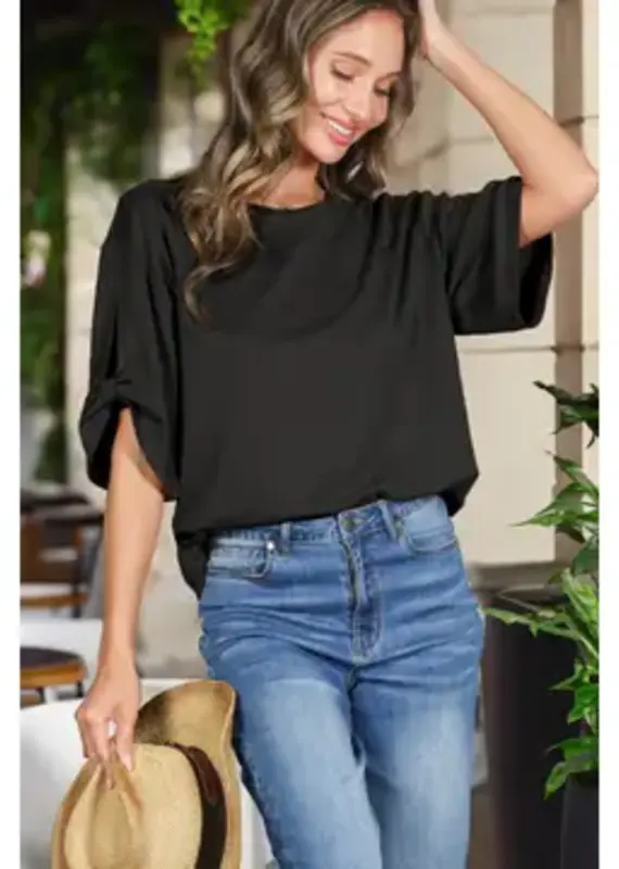 Tanya Tie Accent Sleeve Soft Top