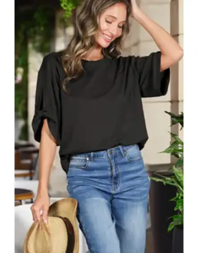 Tanya Tie Accent Sleeve Soft Top