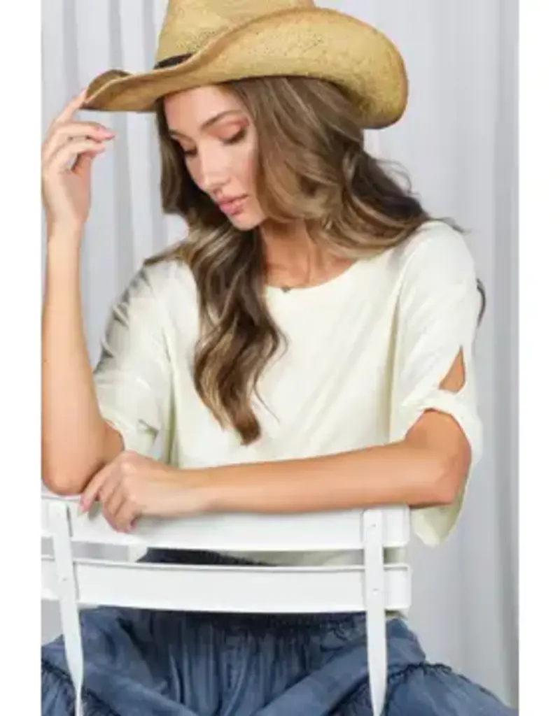 Tanya Tie Accent Sleeve Soft Top