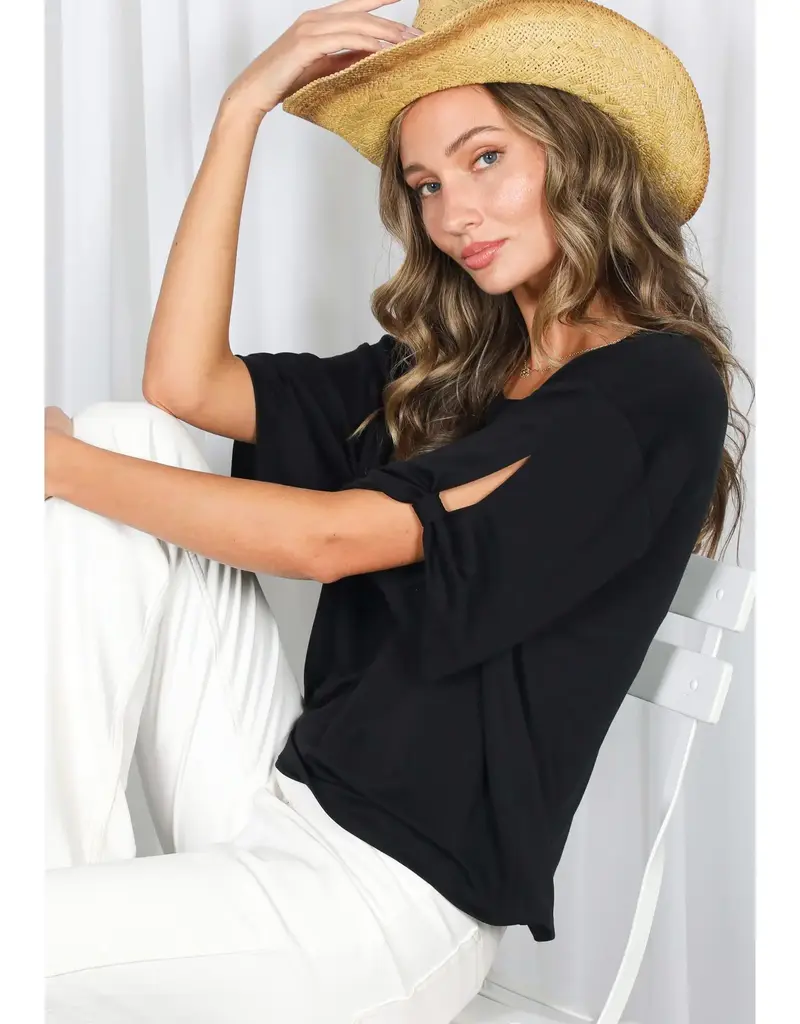 Tanya Tie Accent Sleeve Soft Top