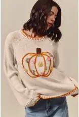 Emily Pumpkin Floral Embroidered Sweater