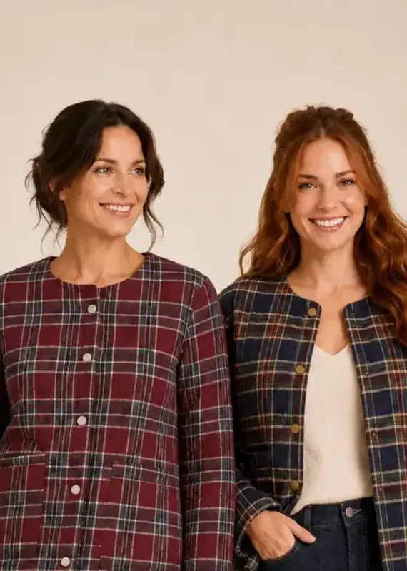 Quinn Plaid Quilted Jacket Available in Navy Only