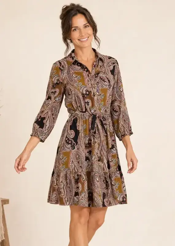 Paisley Lurex Challis Balloon Sleeve Dress