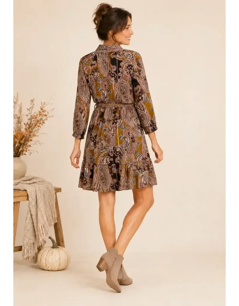 Paisley Lurex Challis Balloon Sleeve Dress