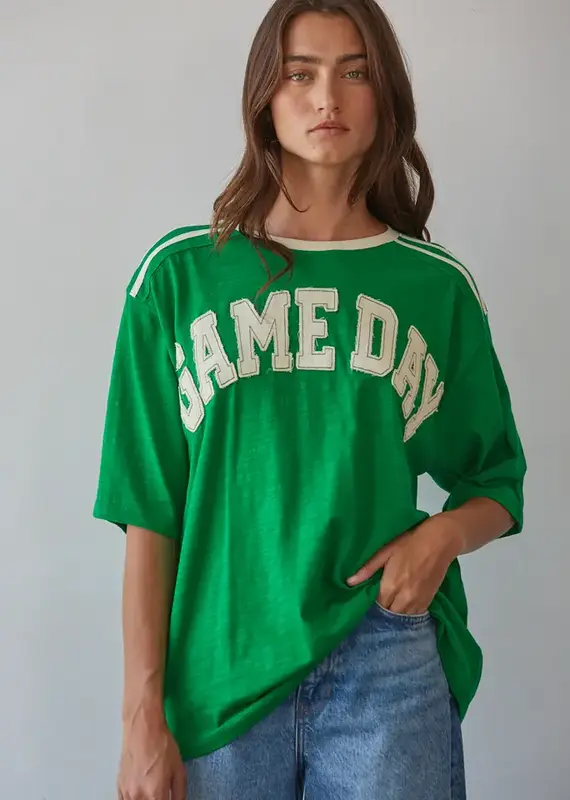 Game Day  Applique Oversized Cotton Top