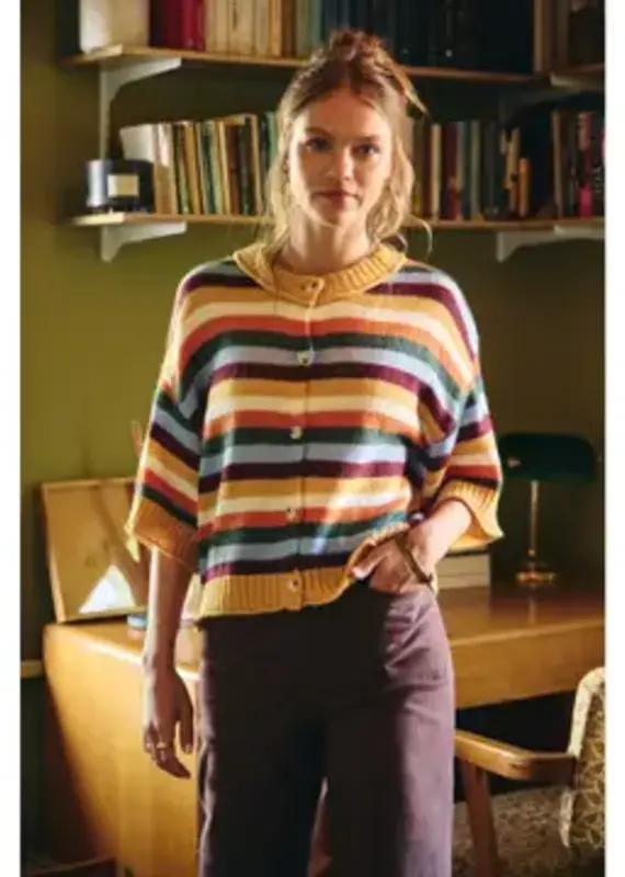 Quiet Weekend Multi Stripe Sweater Cardigan