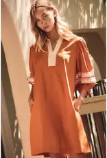 Natalie Split Neckline & 3/4 Sleeves Dress