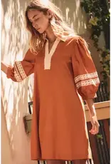 Natalie Split Neckline & 3/4 Sleeves Dress