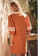 Natalie Split Neckline & 3/4 Sleeves Dress