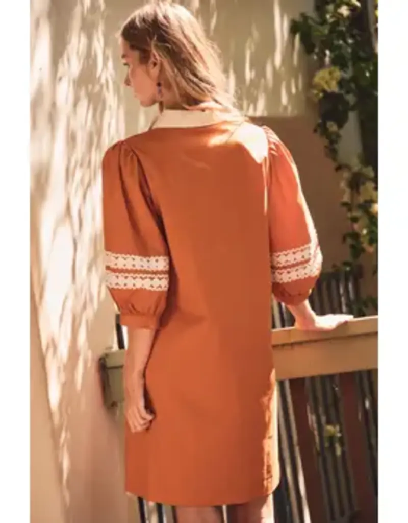 Natalie Split Neckline & 3/4 Sleeves Dress