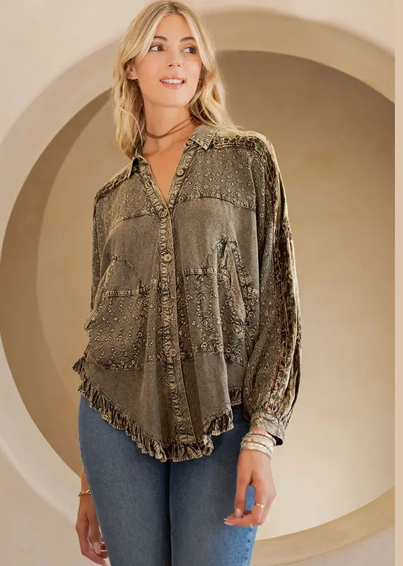 Bohemian Elegance: Stonewashed Rayon Top
