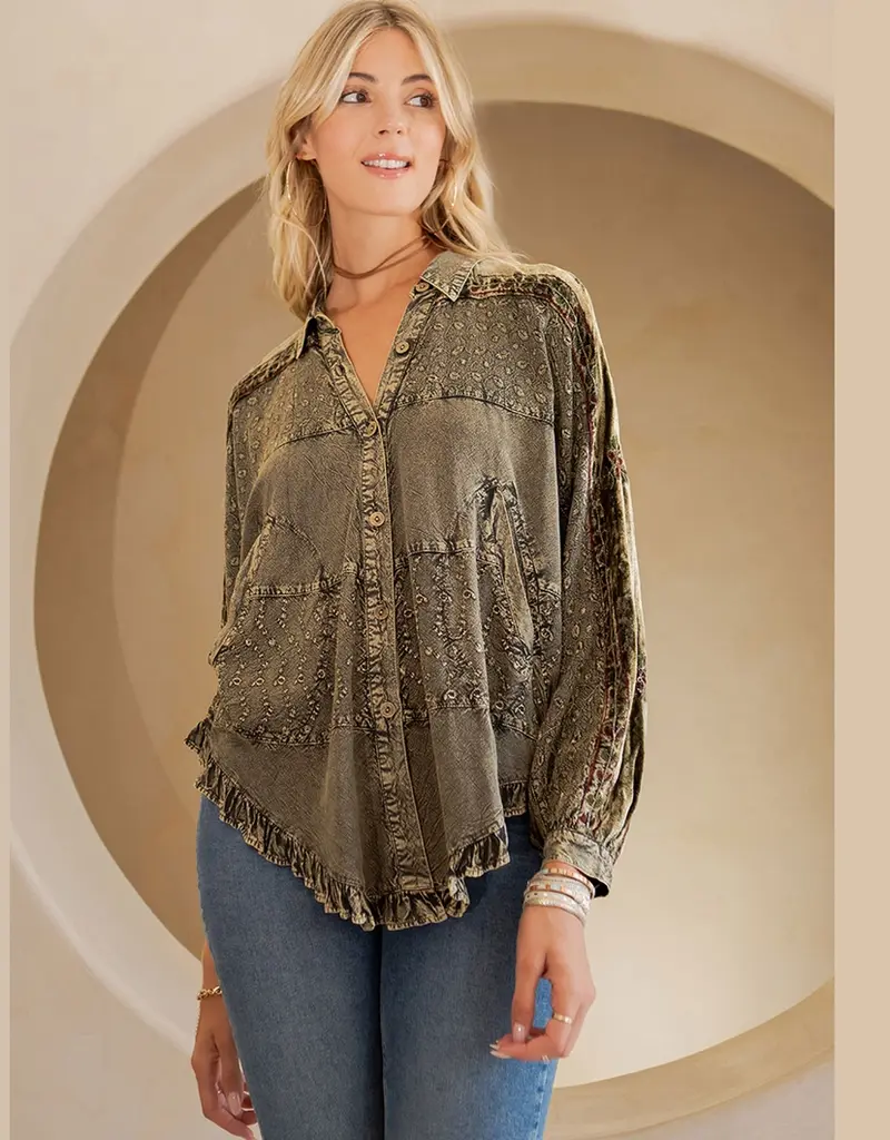 Bohemian Elegance: Stonewashed Rayon Top