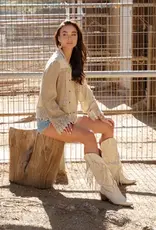 Blakely Boho Top With Lace Trim Hem & Cuffs