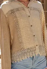 Blakely Boho Top With Lace Trim Hem & Cuffs