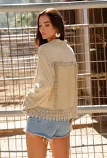Blakely Boho Top With Lace Trim Hem & Cuffs