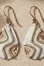 Copper Patina Handcrafted Earrings - Ivory Chevron