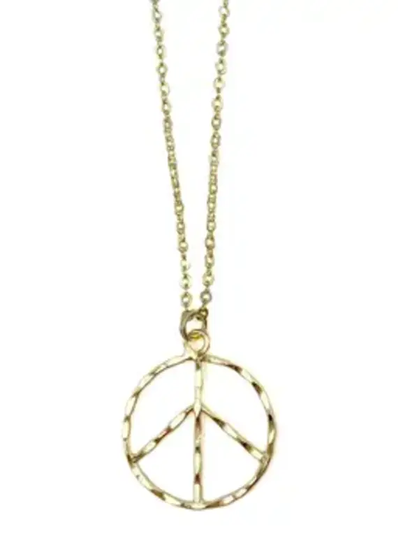 Gold Plated Necklace - Peace Sign