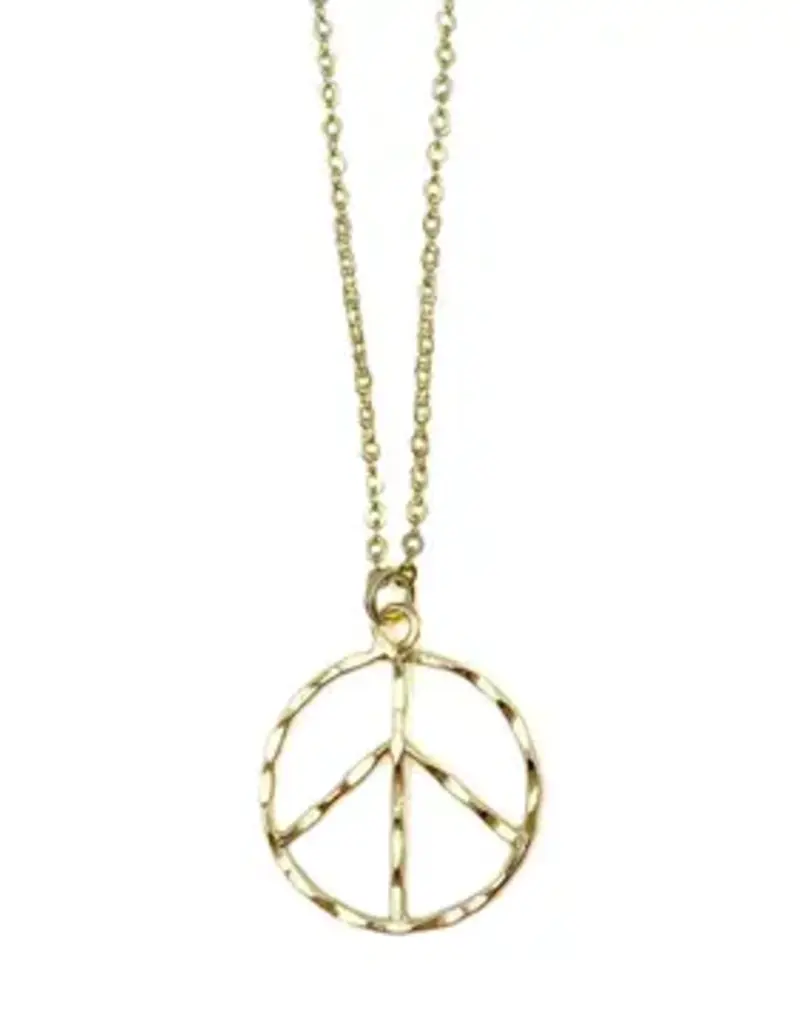 Gold Plated Necklace - Peace Sign
