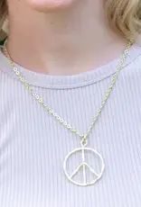 Gold Plated Necklace - Peace Sign