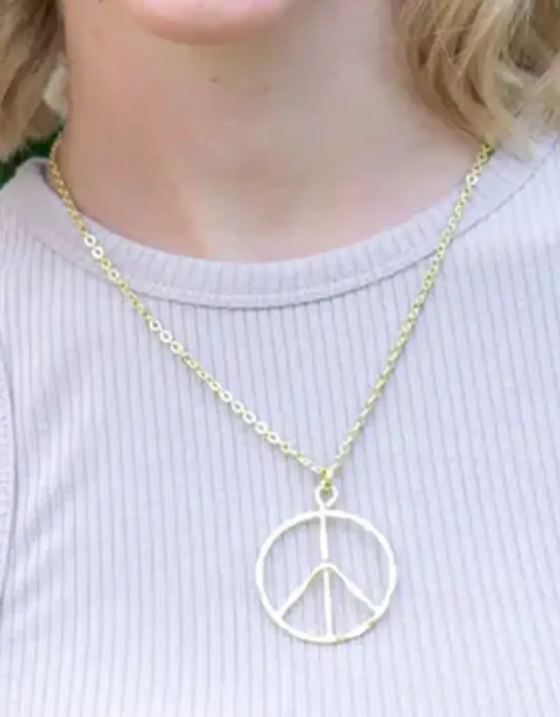 Gold Plated Necklace - Peace Sign