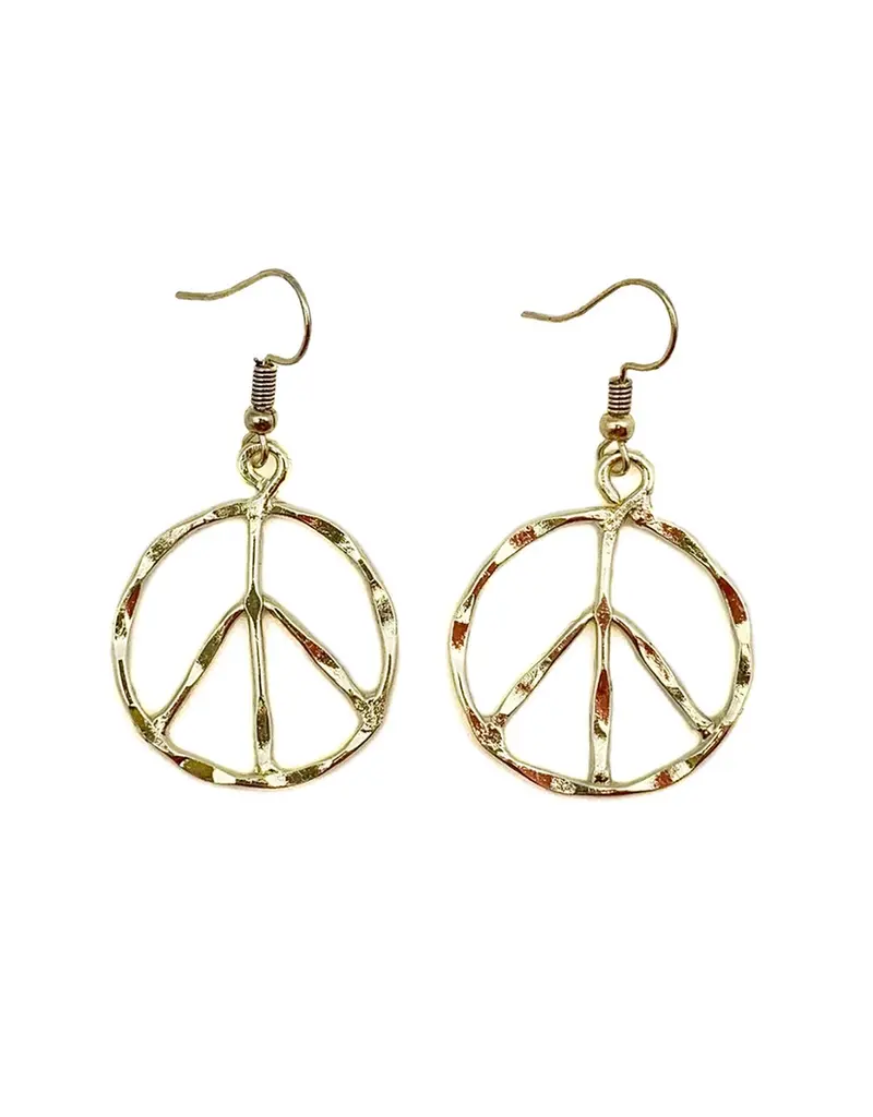 Gold Plated Earrings - Smaller Size Peace Sign