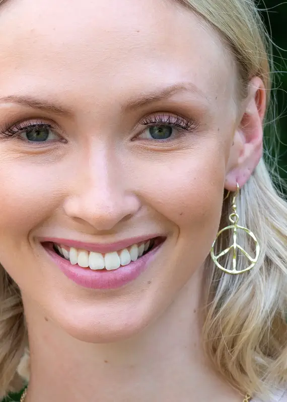 Gold Plated Earrings - Smaller Size Peace Sign