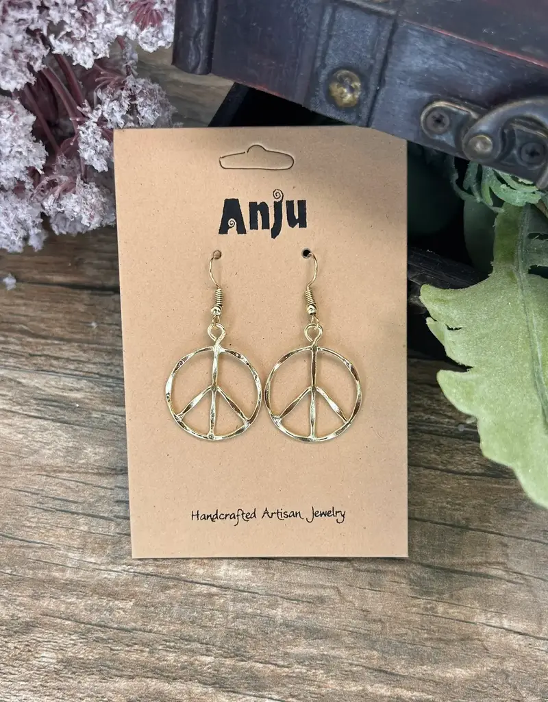 Gold Plated Earrings - Smaller Size Peace Sign