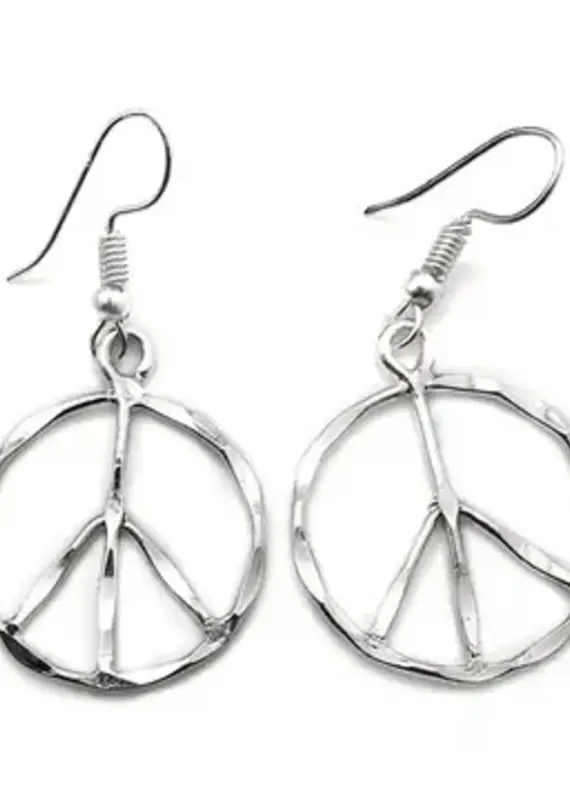 Silver Plated Earrings - Smaller Size Peace Sign