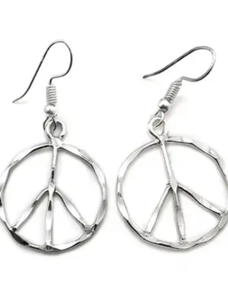 Silver Plated Earrings - Smaller Size Peace Sign