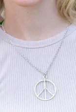 Silver Plated Necklace - Peace Sign