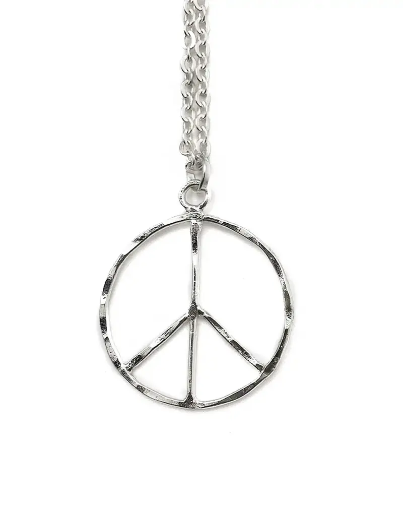 Silver Plated Necklace - Peace Sign