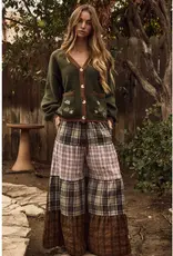 Felicia Flowy Mixed Plaid Patchwork Maxi Pants