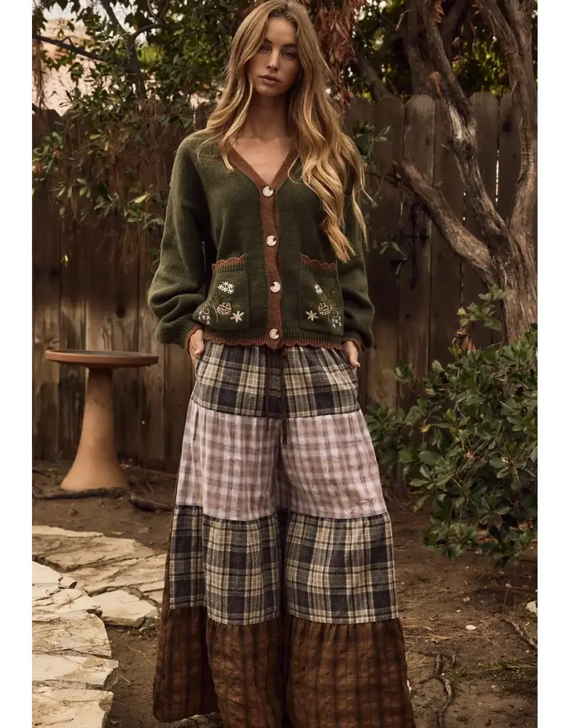 Felicia Flowy Mixed Plaid Patchwork Maxi Pants