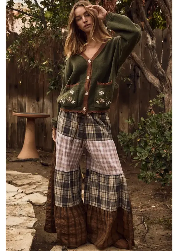 Felicia Flowy Mixed Plaid Patchwork Maxi Pants