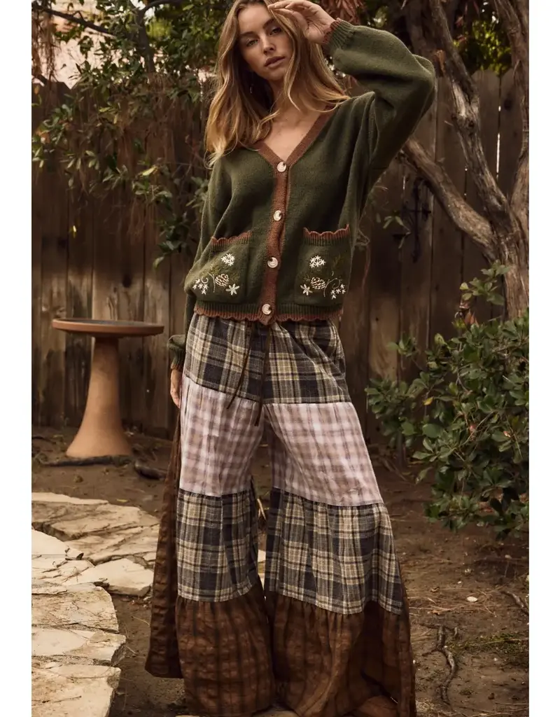 Felicia Flowy Mixed Plaid Patchwork Maxi Pants