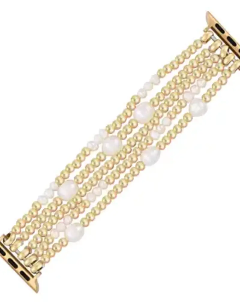 Gold and Pearl Stretch Apple Watch Strap