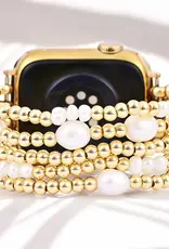 Gold and Pearl Stretch Apple Watch Strap