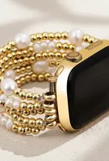 Gold and Pearl Stretch Apple Watch Strap