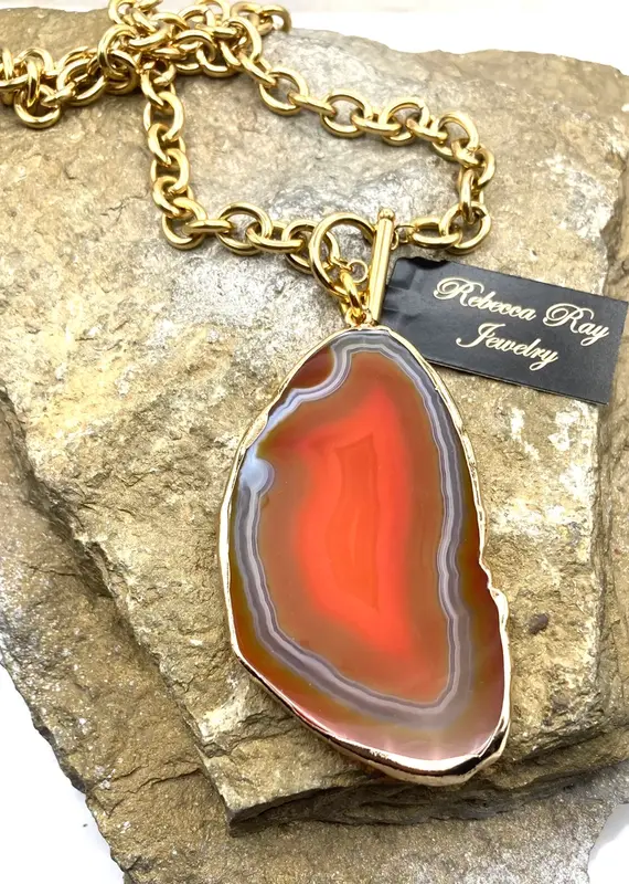 Boho Agate Charm Statement Necklace