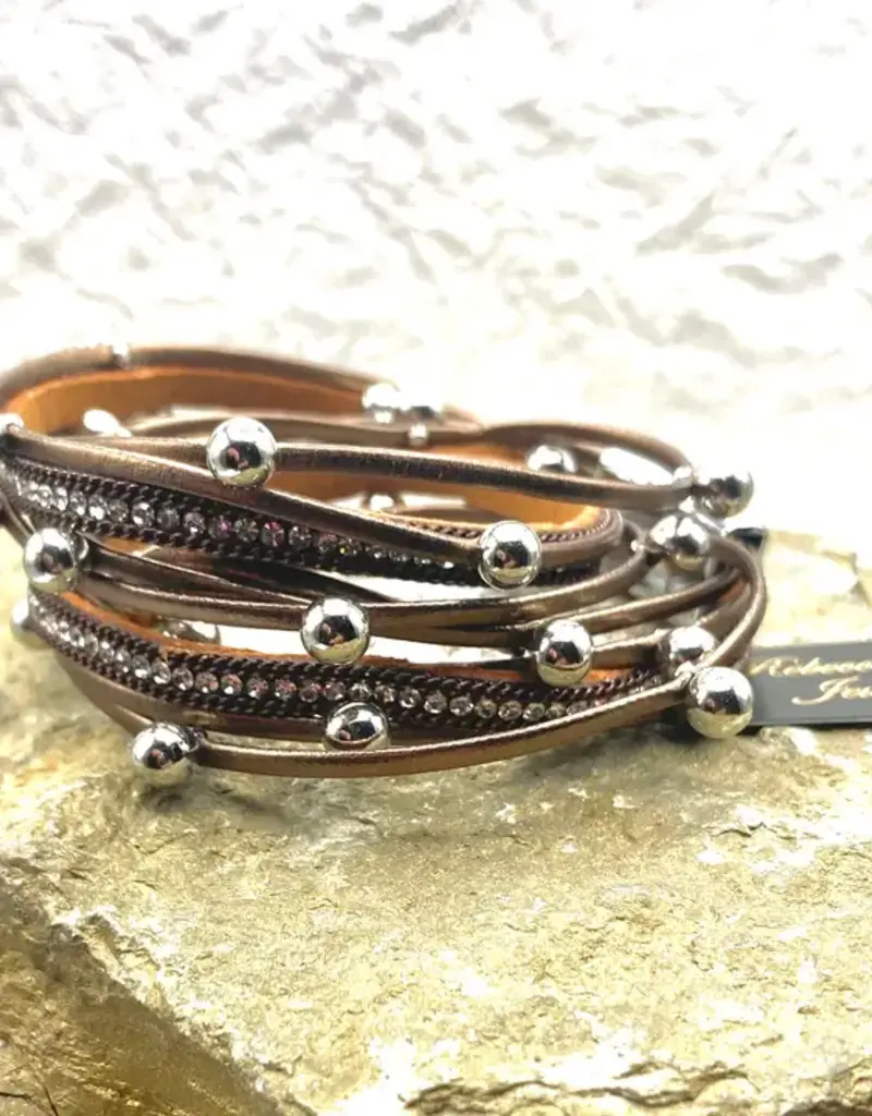 Boho Leather Wrap Bracelet Magnetic Clasp