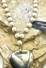 Boho Natural Stone Heart Pyrite Statement Necklace
