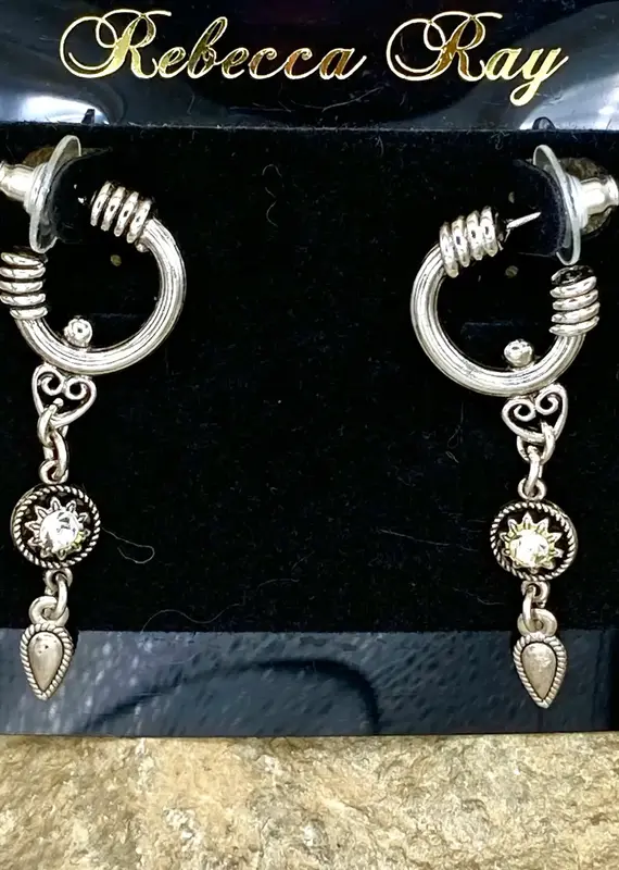 Boho Silver Charm Hoop Earring